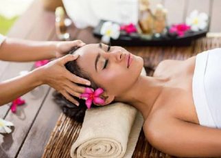 Image of A Girl Taken Head Massage in Luxurious Massage Center